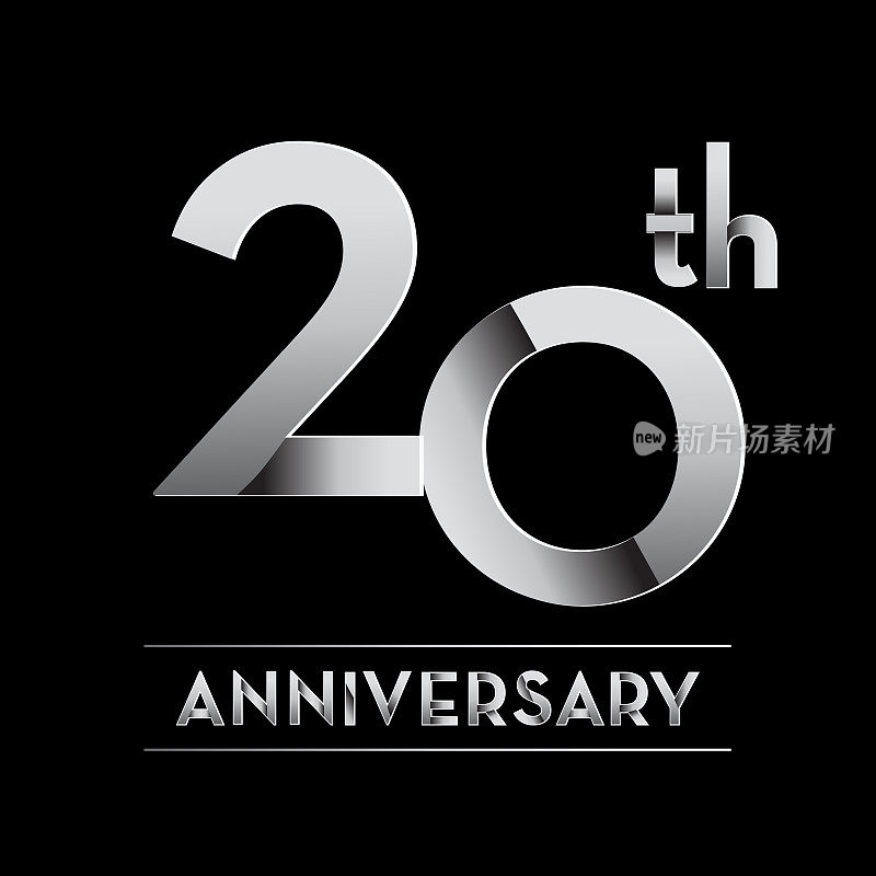 Silver 20th Anniversary celebration label designs